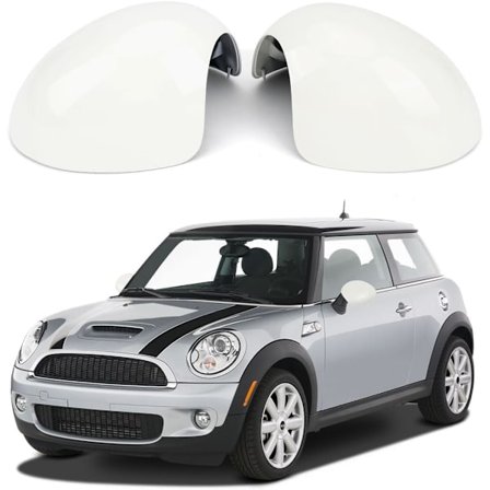 2 stk. Erstatningsdeksler for manuelle hvite sidespeil, kompatible med Mini Hatchback/Cooper R56 2007-2013 & Mini Countryman R60
