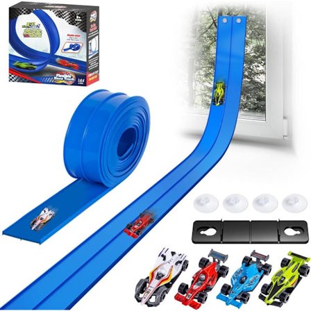 Car Track for Kids – Flexible Double-Lane Race Track with 4 Cars for Ages 3-7