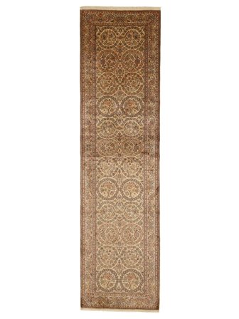 Kashmir Ren Silke 24/24 Quality Teppe Orientalsk Løpere Brun/Oransje (Silke, India)