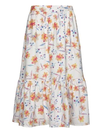 Camille Drape Tiered Midi Skrt White French Connection