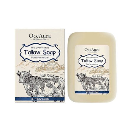 OceAura tvål med nötfett rengör skonsamt hela kroppen, återfuktar och ger näring till huden och gör den mjuk och len. Badtvål