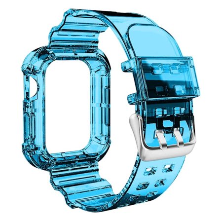 Apple Watch 49mm Strap Bumper Silikon Justerbar Transparent Blå