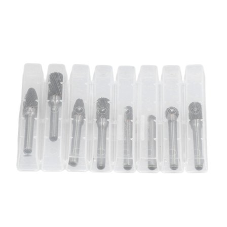 8 stk. 6 mm Tungstenkarbidfilsett for treskjæring og metallbearbeiding