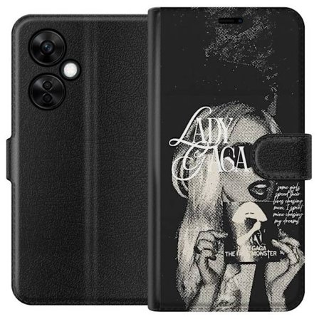 Kompatibel Tegnebogsetui til OnePlus Nord CE 3 Lite Lady Gaga sort-hvid retroplakat med solbriller og popkunst-æstetik