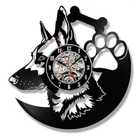 Tysk Schäferhund Veggklokke Hjemmeinnredning Hunderaser Vinylplate Vintage Klokke Hundeveggklokke Gave