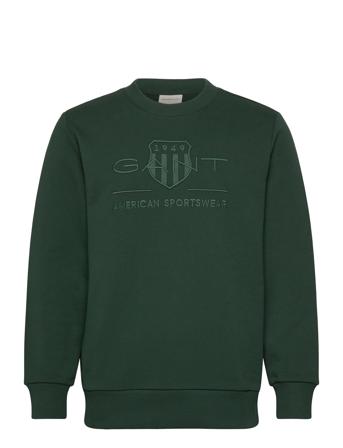 Reg Tonal Shield Cneck Sweat Tops Sweat-shirts & Hoodies Sweat-shirts Green GANT