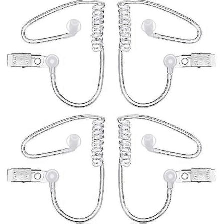 4 pakker spion ørestykke legetøj sikkerheds headset ørestykke agent spion ørestykke kostume rekvisit snap-on udskiftning akustisk rør til 2-vejs radio