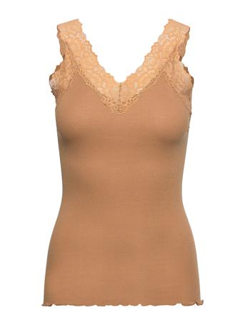 Organic Top W/ Lace Beige Rosemunde