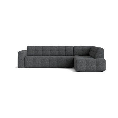Paris Ecksofa, rechts, Puente Grau/Blau, modernes Design, bequeme Polsterung, 77cm Höhe, hochwertiges Ecksofa für Wohnzimmer Komfort.