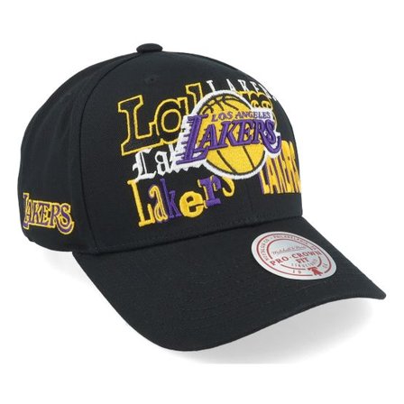 Mitchell & Ness - NBA Svart adjustable Keps - Los Angeles Lakers All Out Collage Pro Black Adjustable @ Hatstore