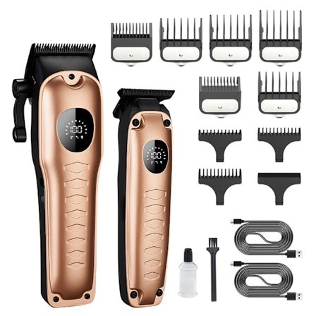 Trådløs hårklipper/trimmer til mænd med LED-display, guld