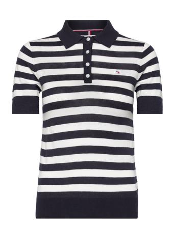 Co Lyocell Button Polo Ss Swt Tommy Hilfiger Black