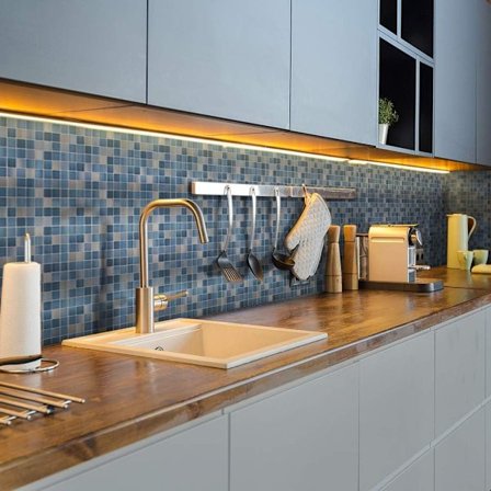 25 stk. Blå Metallic Mosaik Flise Sticker, Væg Flise Overførsler