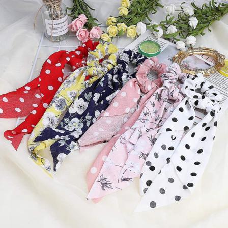 6 stk. tørklæde hårbånd, satin sløjfe hår tørklæde scrunchies elastisk hårbånd hestehale holder blomster prik scrunchie slips til kvinder piger
