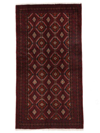 Tapete Persa Balúchi 102X190 Preto/Vermelho Escuro (Lã, Pérsia/Irão)
