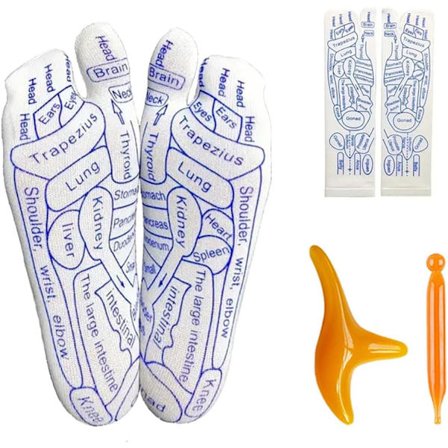 Refleksologi Sokker med Værktøjer, Akupressur Refleksologi Sokkesæt med Triggerpunkt Massageværktøj, Fodmassage Sokker til Trættelse