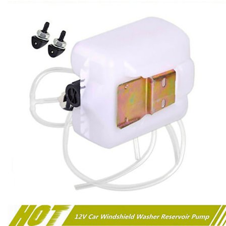 2-polet Bil Vindskærmsvasker Reservoirflaske Tank med 12V Pumpe Slange Dysesæt