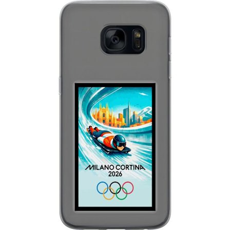Yhteensopiva Puhelinkuori Samsung Galaxy S7 Dynaaminen kelkkailija tai skeleton-ajaja jääkanavalla Milanon Cortina 2026 kanssa, kaupunkinäkymä ja olym