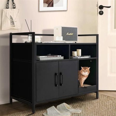 Kattlådeskåp med förvaring och klösbräda - Svart