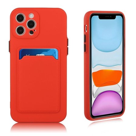 iPhone 12 Pro Max skal med korthållare - Röd