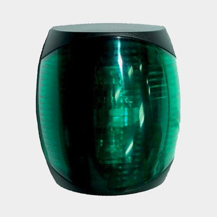 Lanterna de estibordo para montagem lateral, 2 W, 12 - 24 V, 112,5°, plástico/acrílico preto, 87 x 78 x 50 mm, verde, para embarcações <20 metros + 