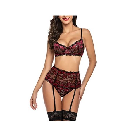 Dameundertøysett Høy midje Underwired Lingerie med Strømpebånd