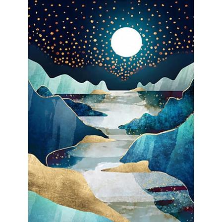 Diamond painting för landskap, set för vuxna och barn, abstrakt diamond painting ( rund diamant 11,81 X 15,75 tum)