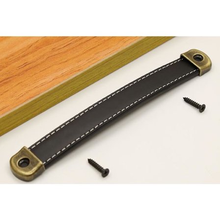 6-pak skabshåndtag (sort læder, 160 mm hul afstand)