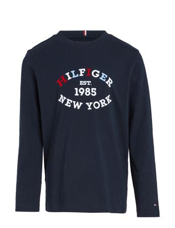 Monotype Flock Regular Tee Ls Tops T-shirts Long-sleeved T-shirts Navy Tommy Hilfiger