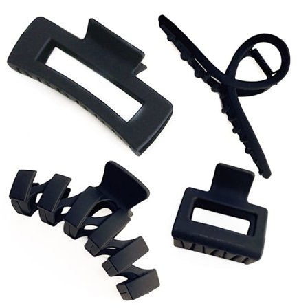 Stort klohårspänne för svarta kvinnor inverterat hår, 2 tum/4,3 tum matt hårspänne stor storlek inverterat tjockt hår halkfritt 4 st