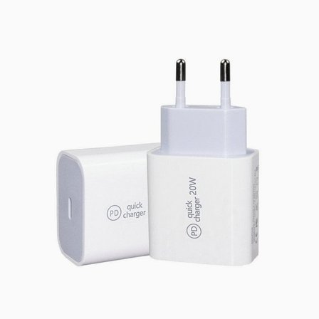Oplader til iPhone 15/16 Serie Hurtig Oplader 20W USB-C Adapter Hvid