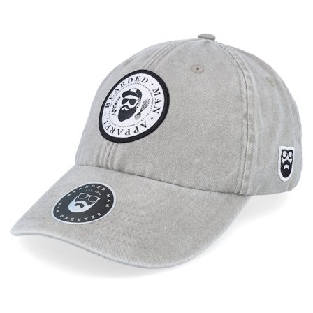 Bearded Man - Grau Unconstructed Cap - The President Of Beards Patch Grey Dad Cap @ Hatstore