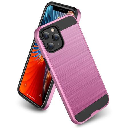 Iphone 12 Mini - Borstad Stål Textur Skal - Rosa Pink Rosa