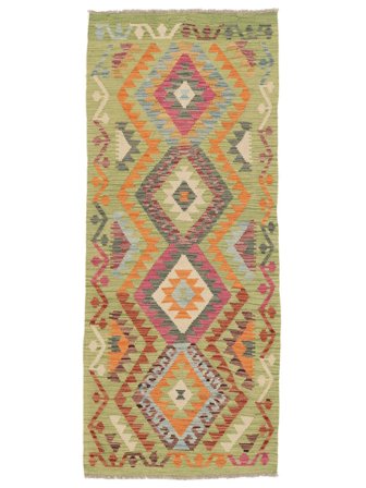 Oriental Kilim Afghan Old Style Rug 80X194 Runner Brown/Dark Yellow Wool