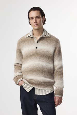 NN07 Alfie Polo 6656 Sweater male Brown Alpaca blend
