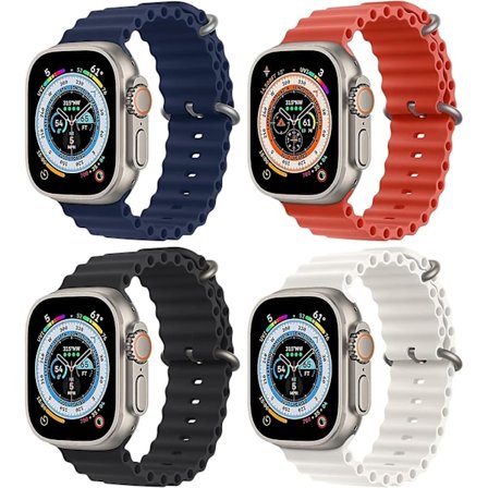 4-pakning Ocean Band kompatibel med Apple Watch Ultra Band 49mm 45mm 44mm 42mm Iwatch Series 8 Erstatningsrem_MGF