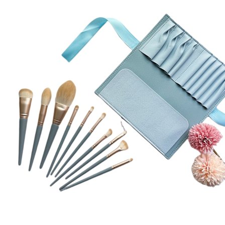 Reseset med 10 sminkborstar i vitt - Premium syntetiskt hår - Professionella sminkborstar för foundation, puder, contouring och rouge