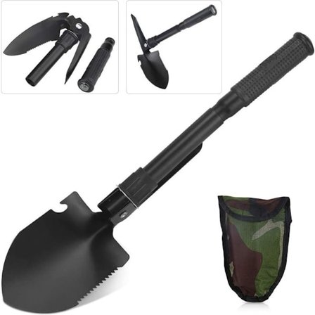 Bärbar Mini Militärt Fällbar Spade och Multiverktyg för Camping, Överlevnad Utomhus, Wa