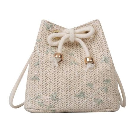 Dam Dragsko Axelväska Damer Halmvävd Hink Crossbody Väska Sommar Strandväska Allmatchande Messenger Väska Ins