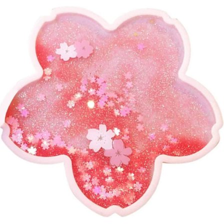 Sakura Glitter-underlägg, romantisk Sakura Flytande Sand Rosa Kaffekoppshållare Vattenunderlägg