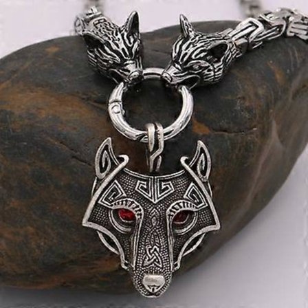 Rustfrit stål Keltere Ulvehoveder Kæde Amulet Thor Hammer Mjølner Odin Symbol Talisman Viking Smykker Herre Halskæder Vedhæng