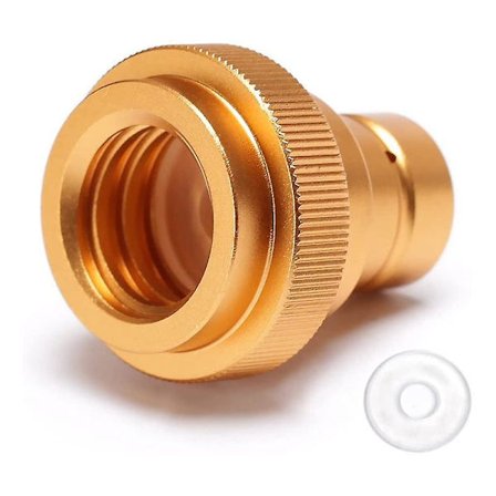 Co2-adapteri, jossa Duo/terra/art-valmistaja yhdistää Co2-sylinterin Tr21-4-uroskierteiseen soodakoneventtiiliin