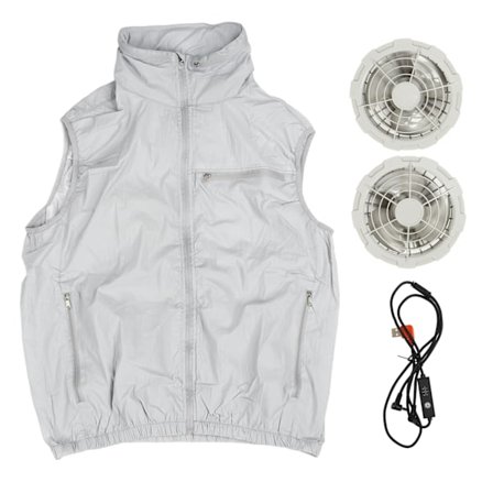 Luftkonditioneringskläder med fläktar Sommarkylväst Cooling Huvjacka för utomhusarbete Fiske XL