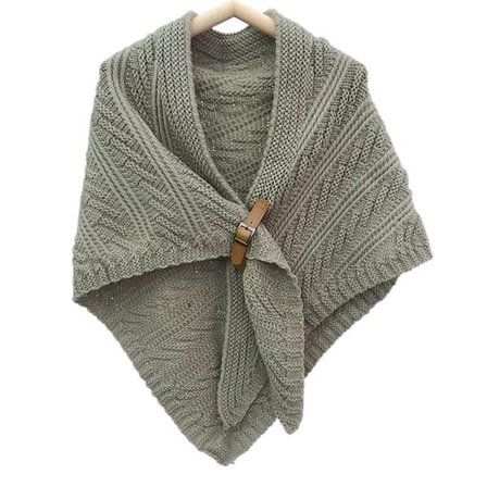 Strikket sjal Høst Vinterskjerf GRØNN
