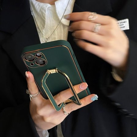 Etui til iPhone 16plus mørkegrøn dobbeltspænde beslag [gratis installation] høj kvalitet