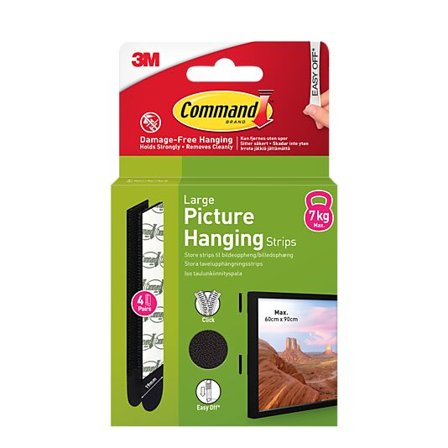 COMMAND Strips for oppheng av bilder sort stor 4 par/8 strips