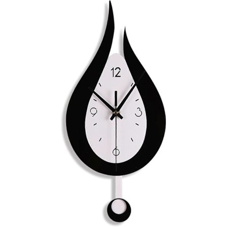 Väggklocka med vattendroppsdesign för vardagsrum, sovrum, kontor, tyst batteridriven väggklocka med pendel