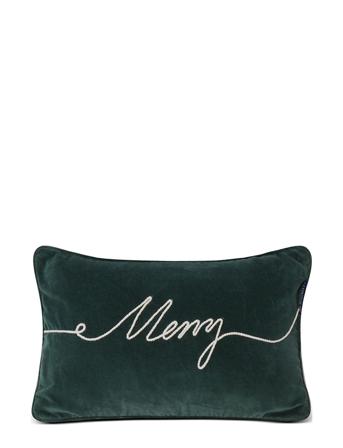 Merry Cotton Velvet Pillow Home Textiles Cushions & Blankets Cushions Grønn Lexington Home