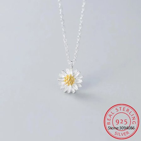 925 Hopeinen Elegantti Daisy Riipus Kukka Kaulakorut Colar de Prata Naisille Korut 2022