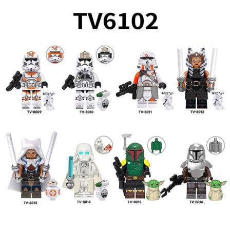 8 stk. Mandalorian-serie minifigurer byggesæt, soldater kriger mini actionfigurer legetøjssæt fans gaver til børn